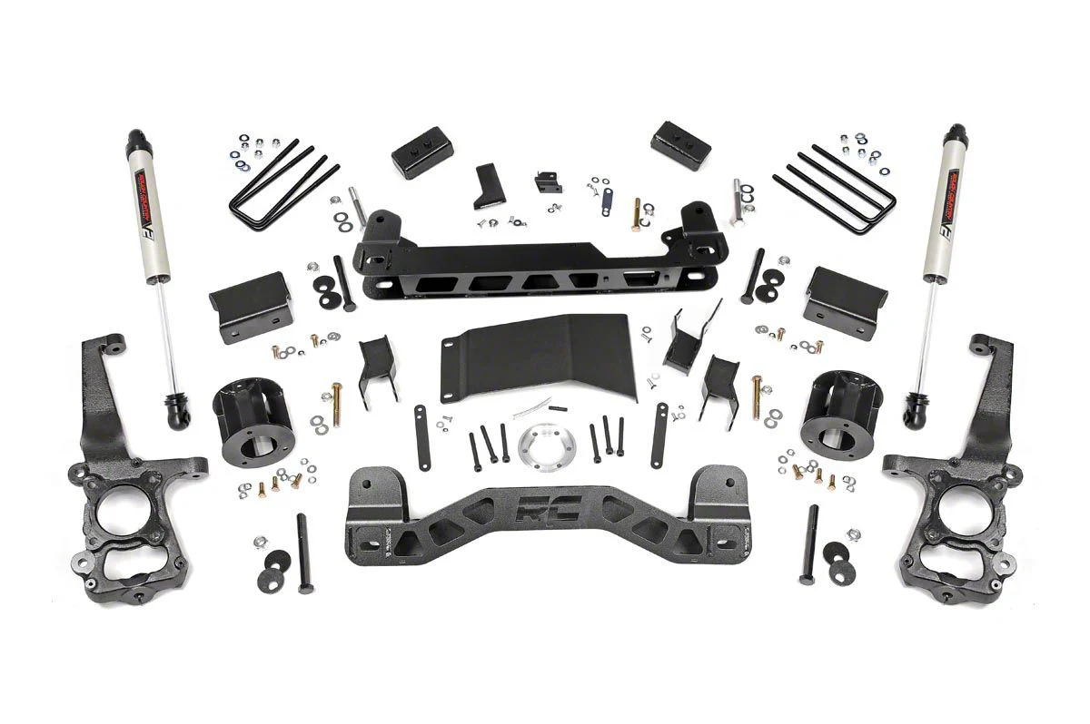 Rough Country 4-Inch Suspension Lift Kit with Premium N3 Shocks (15-20 4WD F-150, Excluding Raptor)