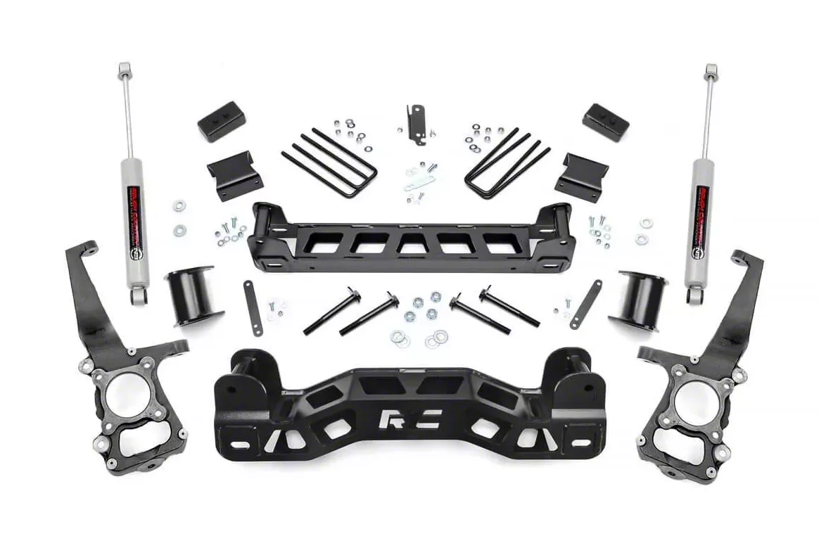 Rough Country Suspension 4-Inch Suspension Lift Kit with Premium N3 Shocks (11-14 2WD F-150)