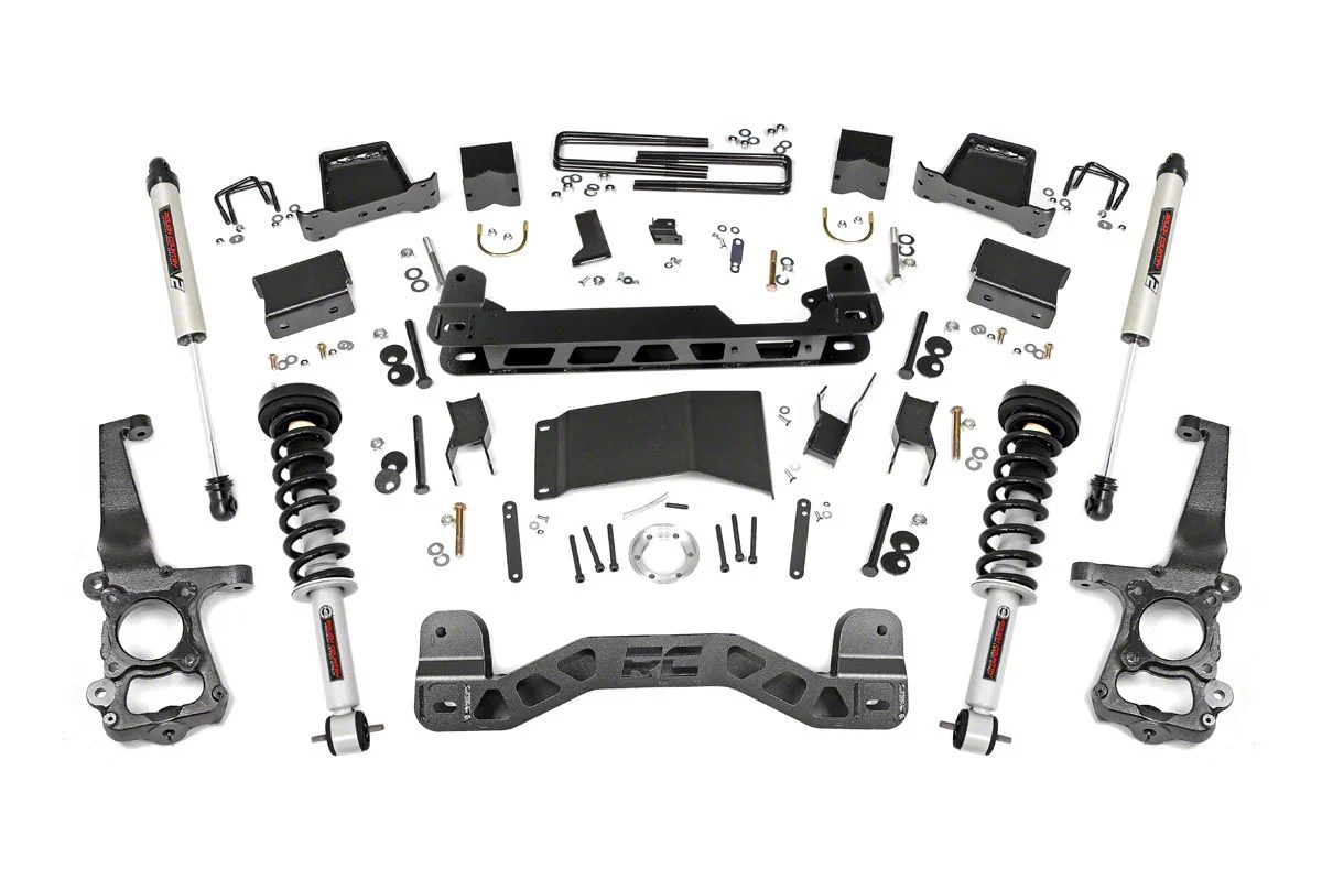 Rough Country 6-Inch Suspension Lift Kit with Lifted Struts and V2 Monotube Shocks (15-20 4WD F-150 SuperCab, SuperCrew, Excluding Raptor)