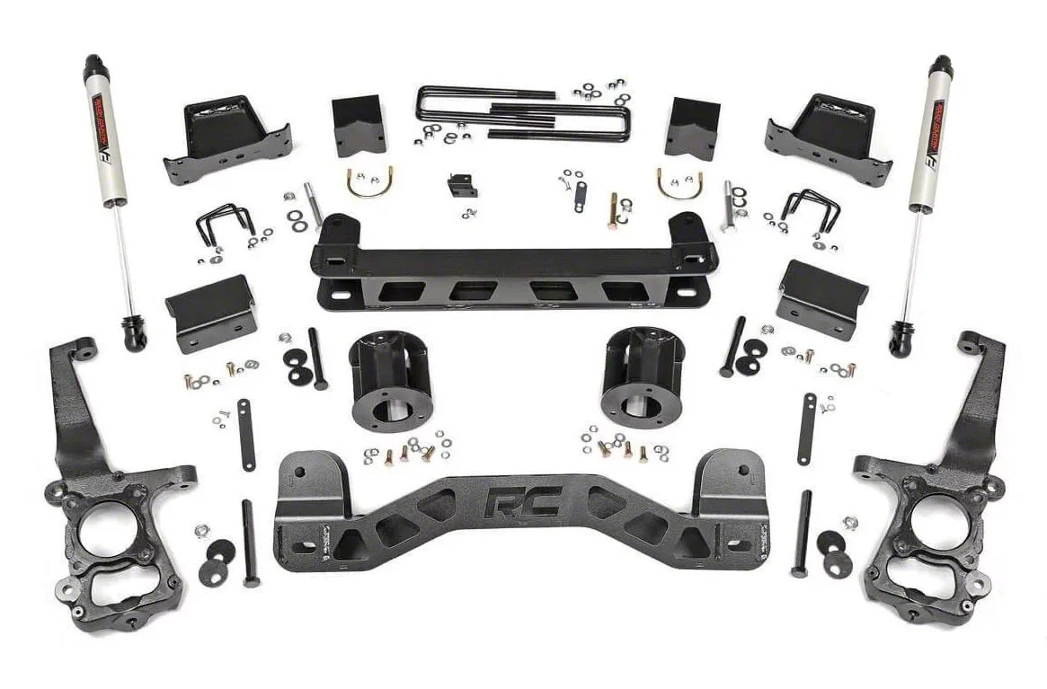 Rough Country 6-Inch Suspension Lift Kit with V2 Monotube Shocks (15-20 2WD F-150)