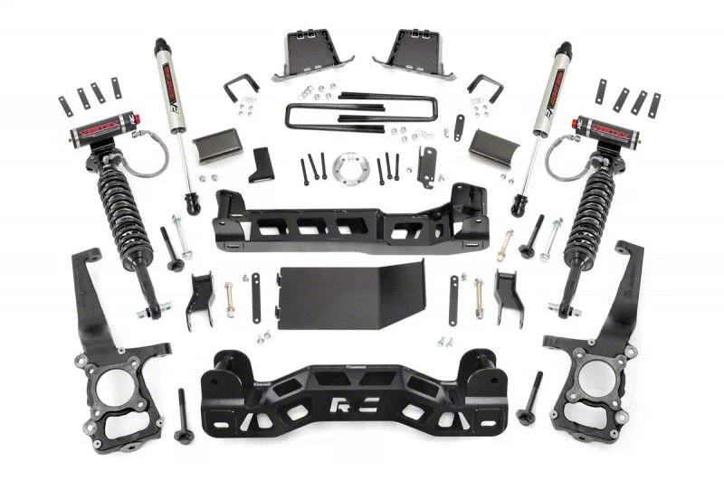 Rough Country Suspension 6-Inch Suspension Lift Kit with Vertex Adjustable Coil-Overs and V2 Monotube Shocks (2014 4WD F-150, Excluding Raptor)