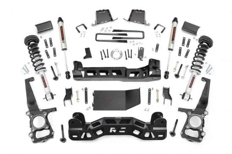Rough Country 6-Inch Suspension Lift Kit with Lifted Struts and V2 Monotube Shocks (2014 4WD F-150, Excluding Raptor)