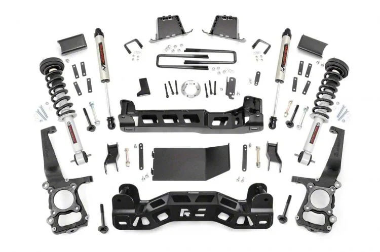 Rough Country 6-Inch Suspension Lift Kit with Lifted Struts and V2 Monotube Shocks (11-13 4WD F-150, Excluding Raptor)