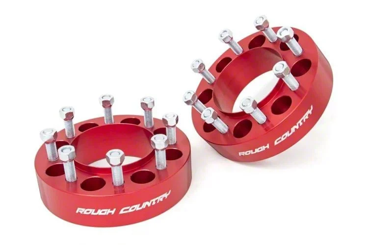 Rough Country Suspension 2-Inch Wheel Spacers; Anodized Red (05-26 F-350 Super Duty SRW w/ 3.50-Inch Rear Axle Tube)