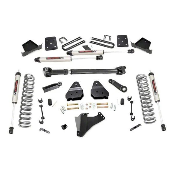 Rough Country Suspension 4.50-Inch Suspension Lift Kit with Front Driveshaft and V2 Monotube Shocks (17-22 4WD 6.7L Powerstroke F-350 Super Duty SRW w/ 4-Inch Rear Axle)