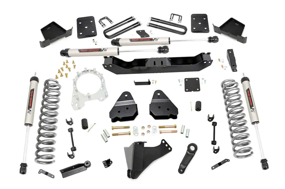 Rough Country 6-Inch Suspension Lift Kit with V2 Monotube Shocks (17-22 4WD 6.7L Powerstroke F-350 Super Duty w/ 3.50-Inch Rear Axle)