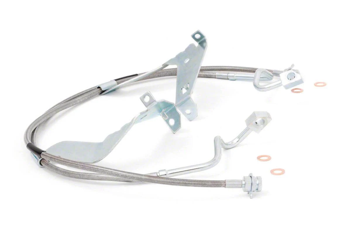 Rough Country Suspension Front Extended Stainless Steel Brake Lines for 4 to 6-Inch Lift (11-15 4WD F-350 Super Duty)