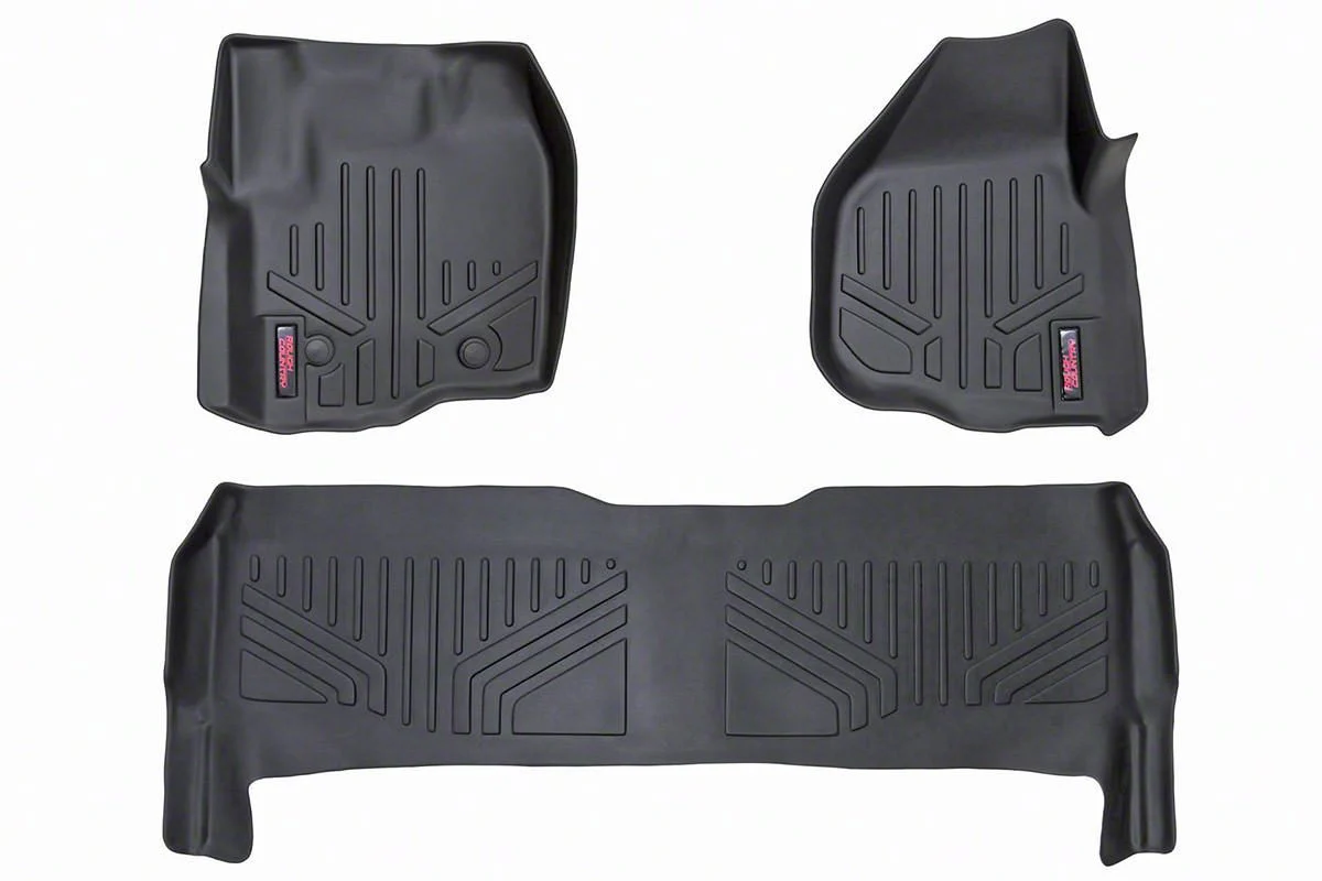Rough Country Heavy Duty Raised Pedal Front and Rear Floor Mats; Black (12-16 F-350 Super Duty SuperCrew)