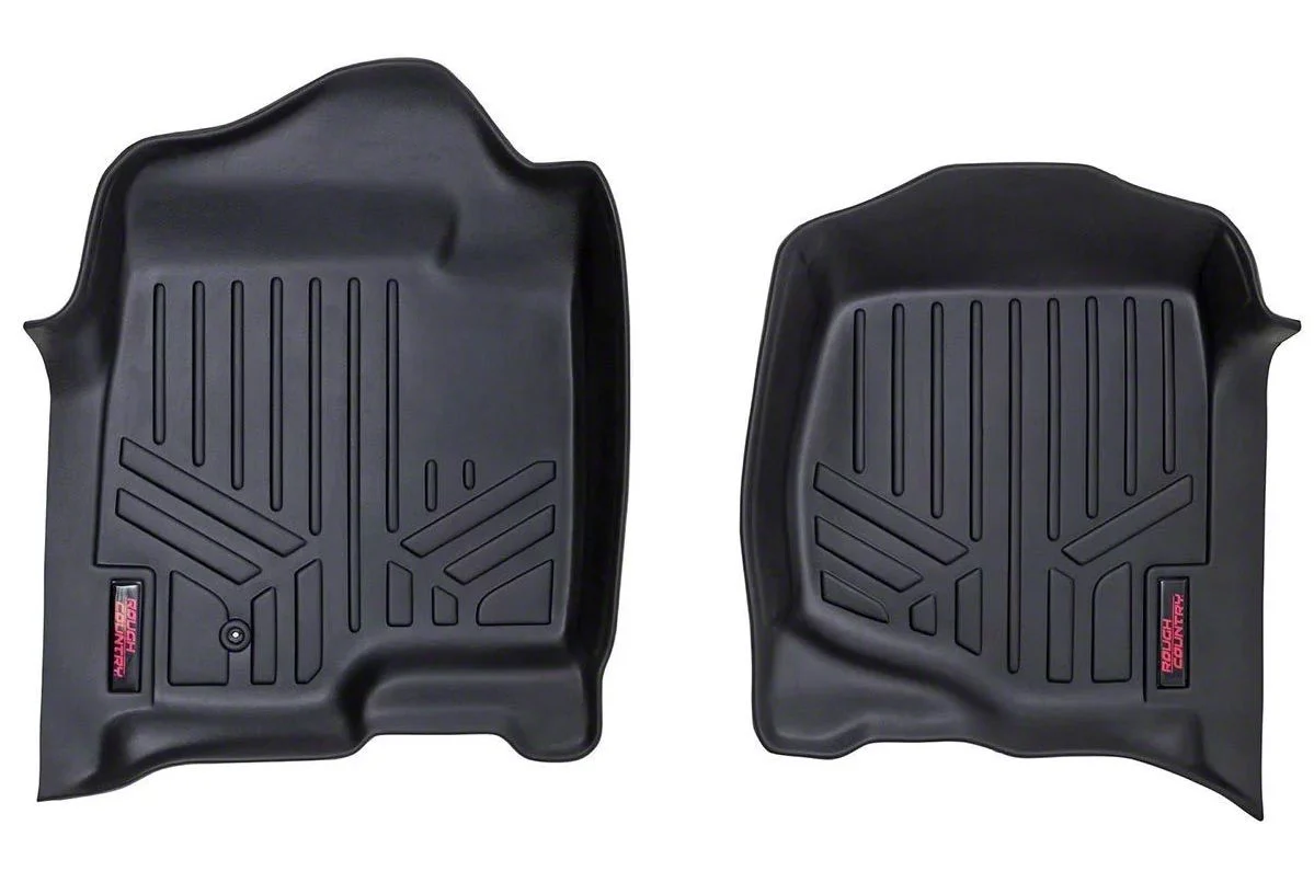 Rough Country Heavy Duty Front Floor Mats; Black (07-13 Sierra 1500)