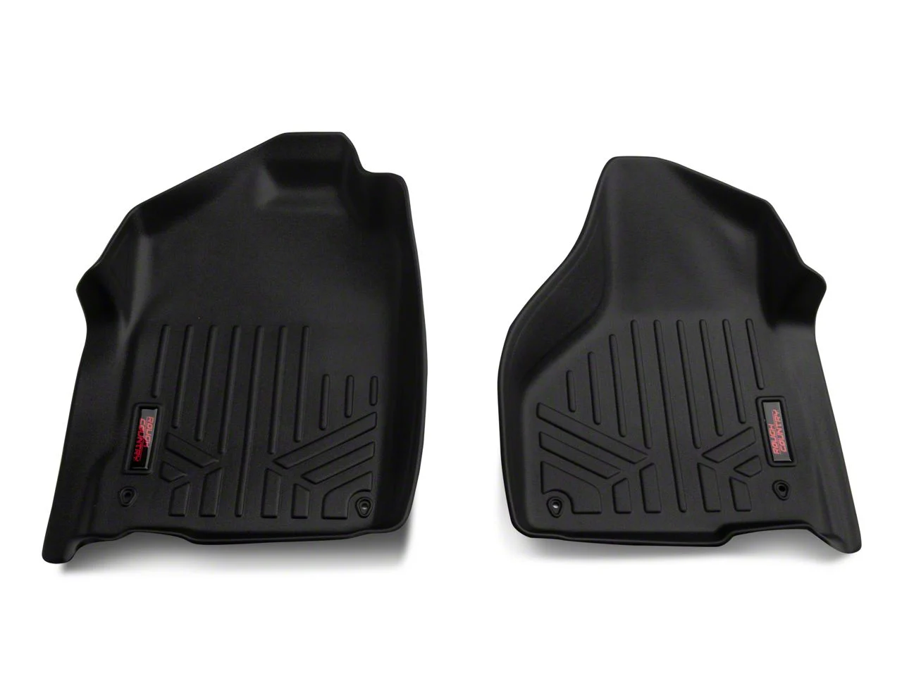 Rough Country Heavy Duty Front Floor Mats; Black (12-18 RAM 1500 Regular Cab, Quad Cab)