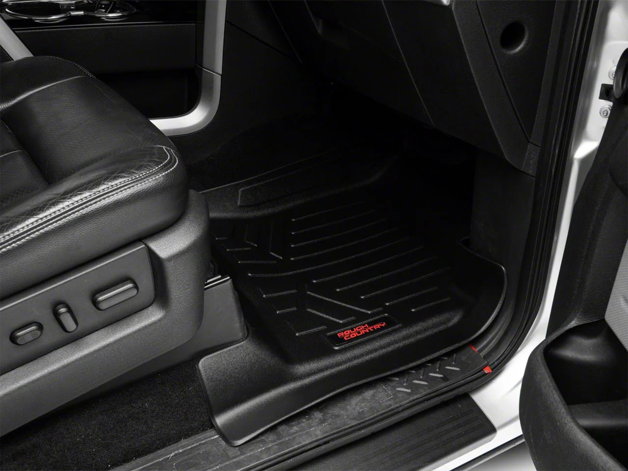 Rough Country Heavy Duty Front and Rear Floor Mats; Black (09-14 F-150 SuperCrew)