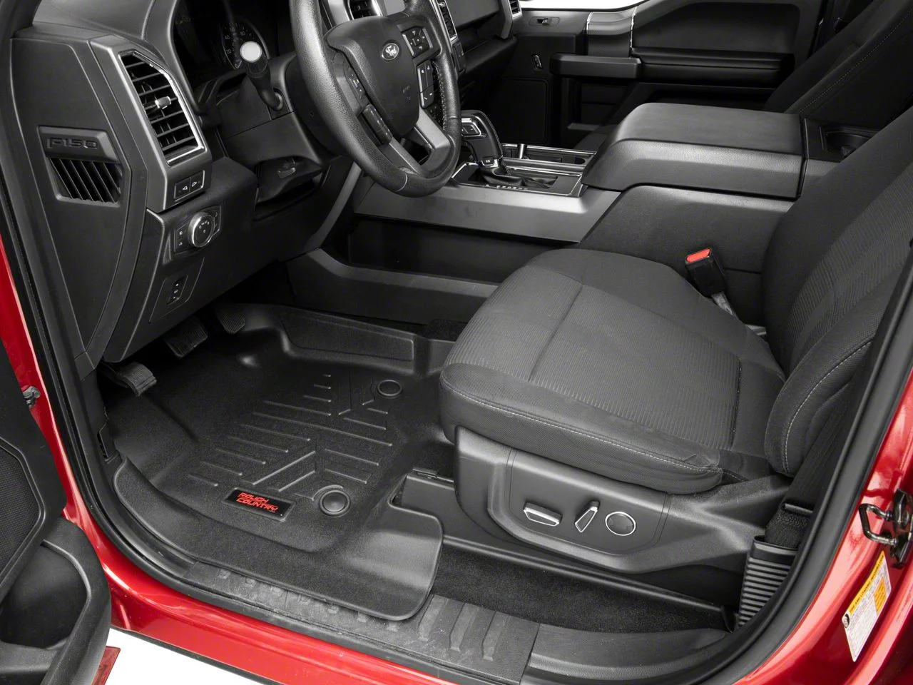 Rough Country Heavy Duty Front and Rear Floor Mats; Black (15-25 F-150 SuperCrew)