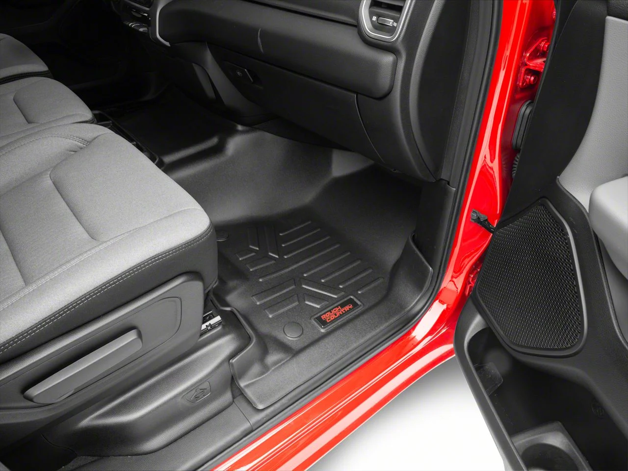 Rough Country Heavy Duty Front Over the Hump and Rear Floor Mats; Black (19-24 RAM 1500 Crew Cab w/o Factory Under Seat Storage)