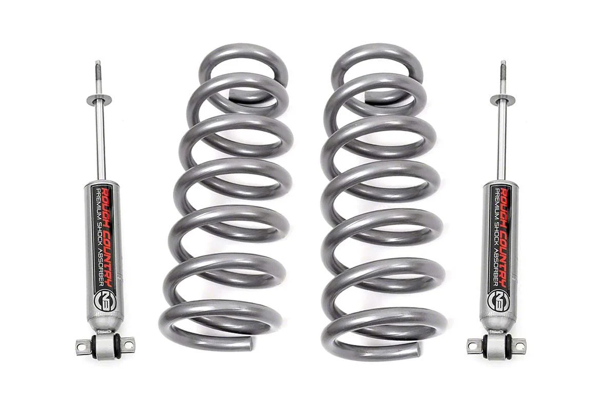 Rough Country Suspension 2-Inch Front Leveling Coil Springs with Premium N3 Shocks (09-18 2WD V8 RAM 1500)