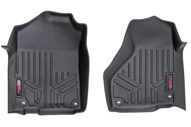 Rough Country Heavy Duty Front Floor Mats; Black (12-18 2WD RAM 2500 Regular Cab)