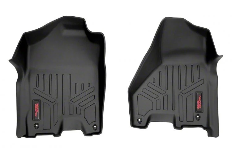 Rough Country Heavy Duty Front Floor Mats; Black (12-18 RAM 2500 Crew Cab, Mega Cab)