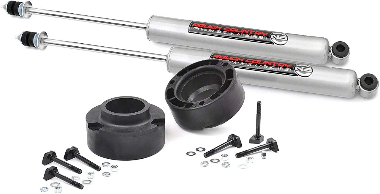 Rough Country 2.50-Inch Leveling Coil Spacers with Premium N3 Shocks (03-12 4WD RAM 3500)