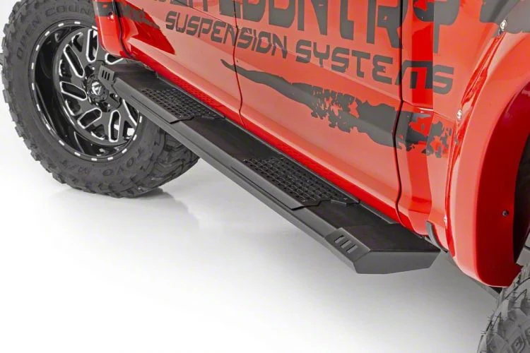 Rough Country HD2 Running Boards; Black (10-26 RAM 3500 Crew Cab)