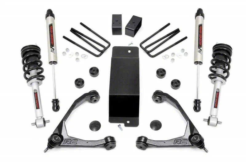 Rough Country 3.50-Inch Forged Upper Control Arm Suspension Lift Kit with Lifted Struts and V2 Monotube Shocks (07-13 4WD Sierra 1500)