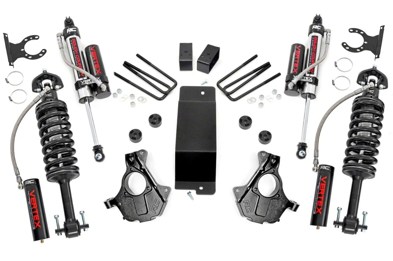 Rough Country Offroad 3.50-Inch Suspension Lift Kit with Vertex Adjustable Coil-Overs and Vertex Reservoir Shocks (14-18 4WD Sierra 1500 w/ Stock Cast Steel Control Arms, Excluding Denali)