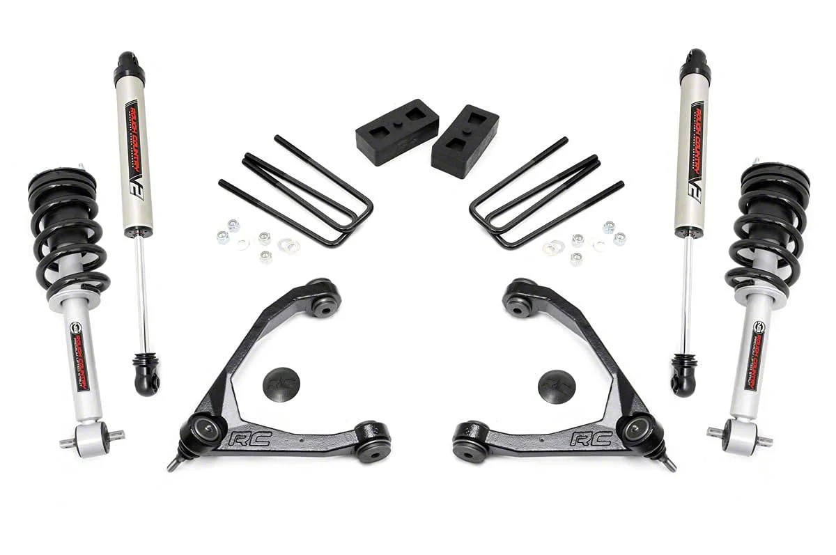 Rough Country 3.50-Inch Upper Control Arm Suspension Lift Kit with Lifted Struts and Premium N3 Shocks (07-13 2WD Sierra 1500)