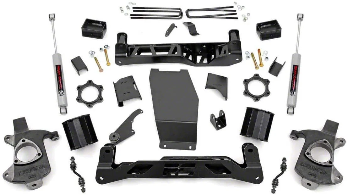 Rough Country Suspension 5-Inch Knuckle Suspension Lift Kit with Premium N3 Shocks (14-18 4WD Sierra 1500 w/ Stock Cast Alumium or Stamped Steel Control Arms, Excluding Denali)