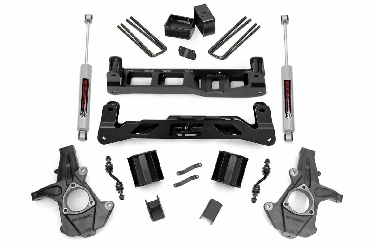 Rough Country Suspension 5-Inch Knuckle Suspension Lift Kit with Premium N3 Shocks (14-18 2WD Sierra 1500 w/ Stock Cast Alumium or Stamped Steel Control Arms, Excluding Denali)