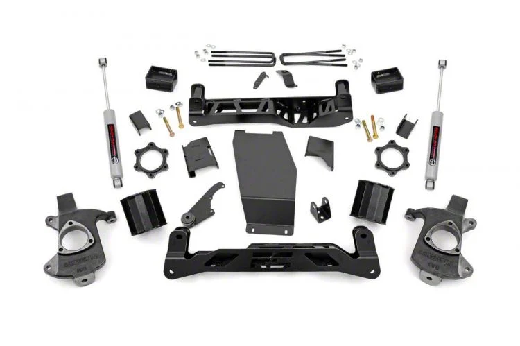 Rough Country Suspension 5-Inch Suspension Lift Kit with Premium N3 Shocks (14-18 4WD Sierra 1500 w/ Stock Cast Steel Control Arms, Excluding Denali)