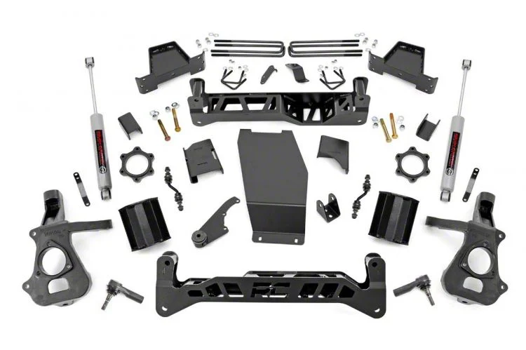 Rough Country Suspension 7-Inch Knuckle Suspension Lift Kit with Lifted Struts and Premium N3 Shocks (14-18 4WD Sierra 1500 w/ Stock Cast Alumium or Stamped Steel Control Arms, Excluding Denali)