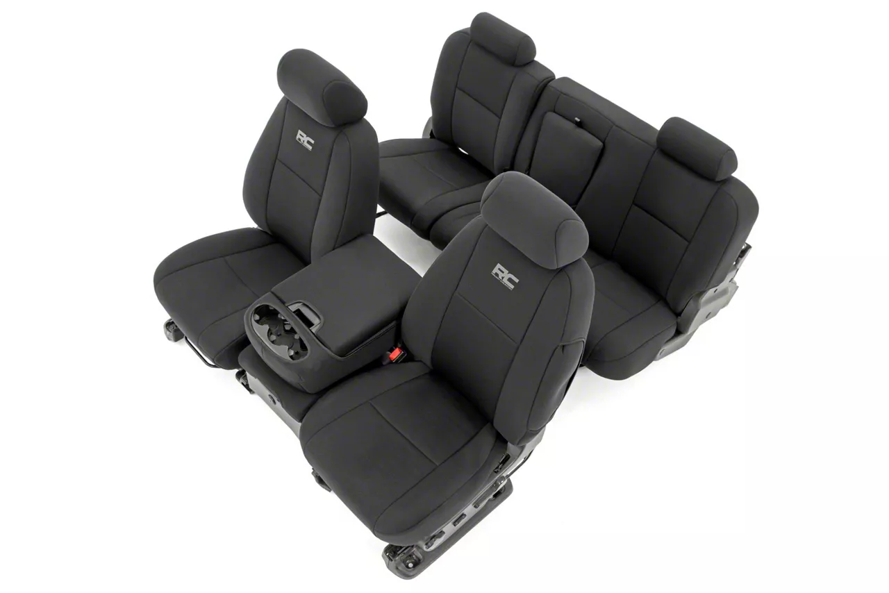 Rough Country Neoprene Front and Rear Seat Covers; Black (07-13 Sierra 1500 Crew Cab)