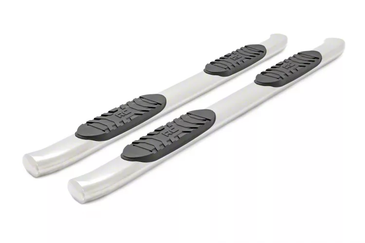 Rough Country Oval Nerf Side Step Bars; Stainless Steel (07-18 Sierra 1500 Crew Cab)