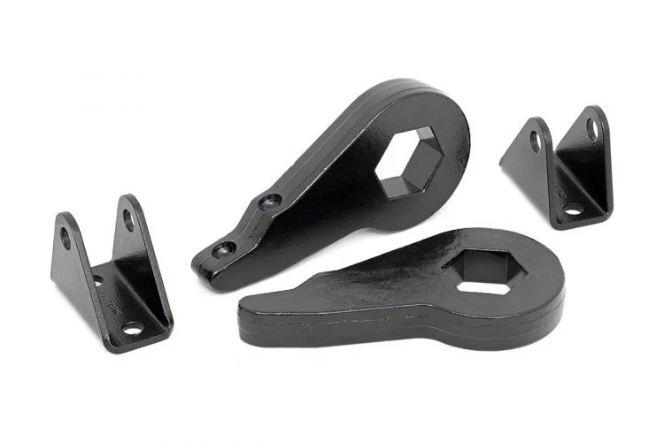 Rough Country Suspension 1.50 to 2-Inch Leveling Torsion Bar Keys with Shock Extension Brackets for FT RPO Code (07-10 Sierra 2500 HD)