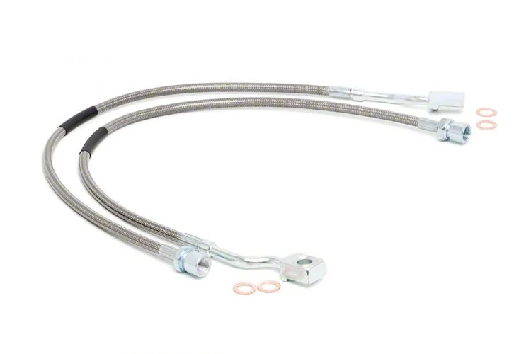 Rough Country Suspension Front Extended Stainless Steel Brake Lines for 5 to 7.50-Inch Lift (11-19 Sierra 2500 HD)