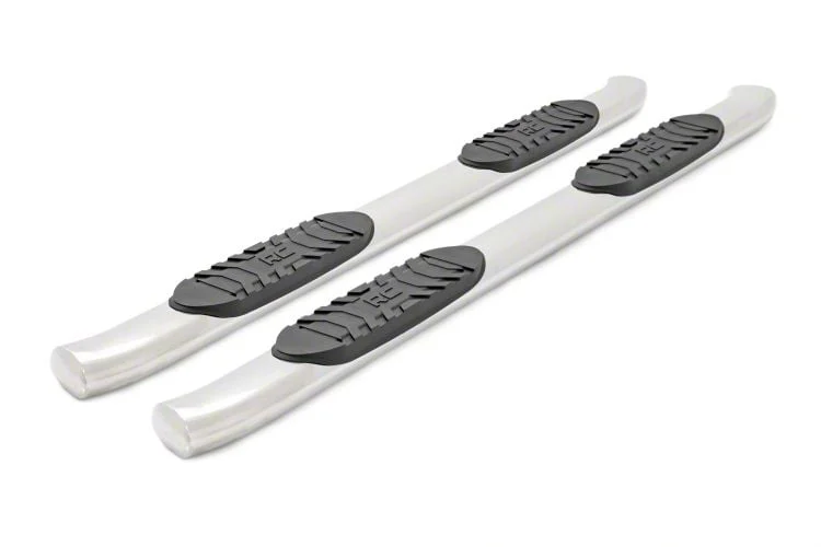 Rough Country Oval Nerf Side Step Bars; Stainless Steel (07-19 Sierra 2500 HD Crew Cab)