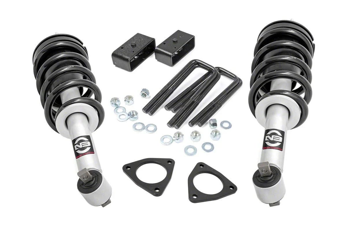 Rough Country Suspension 2.50-Inch Leveling Lift Kit with Lifted N3 Struts (07-18 Silverado 1500 w/ Stock Cast Steel or Cast Aluminum Control Arms)
