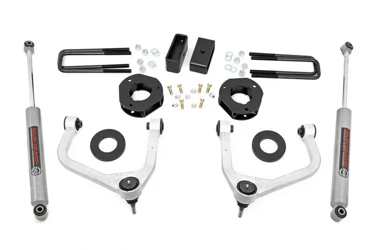 Rough Country Suspension 3.50-Inch Forged Upper Control Arm Suspension Lift Kit with Strut Spacers and Premium N3 Shocks (19-26 4.3L, 5.3L, 6.2L Silverado 1500 w/ Rear Multi-Leaf Pack Springs, Excluding Trail Boss & ZR2)