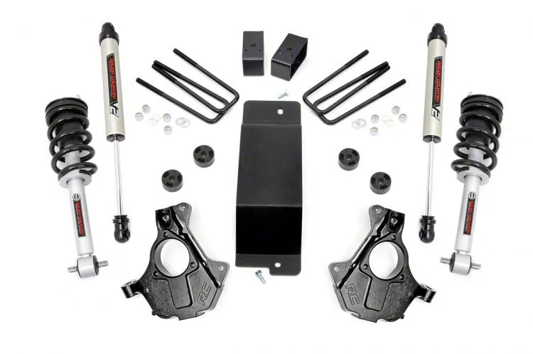 Rough Country 3.50-Inch Knuckle Suspension Lift Kit with Lifted Struts and V2 Monotube Shocks (07-13 4WD Silverado 1500)