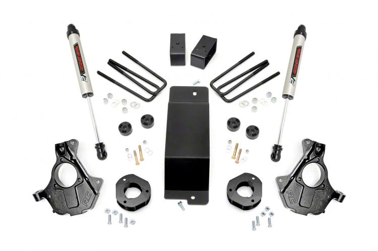 Rough Country 3.50-Inch Knuckle Suspension Lift Kit with V2 Monotube Shocks (14-18 4WD Silverado 1500 w/ Stock Cast Alumium or Stamped Steel Control Arms)