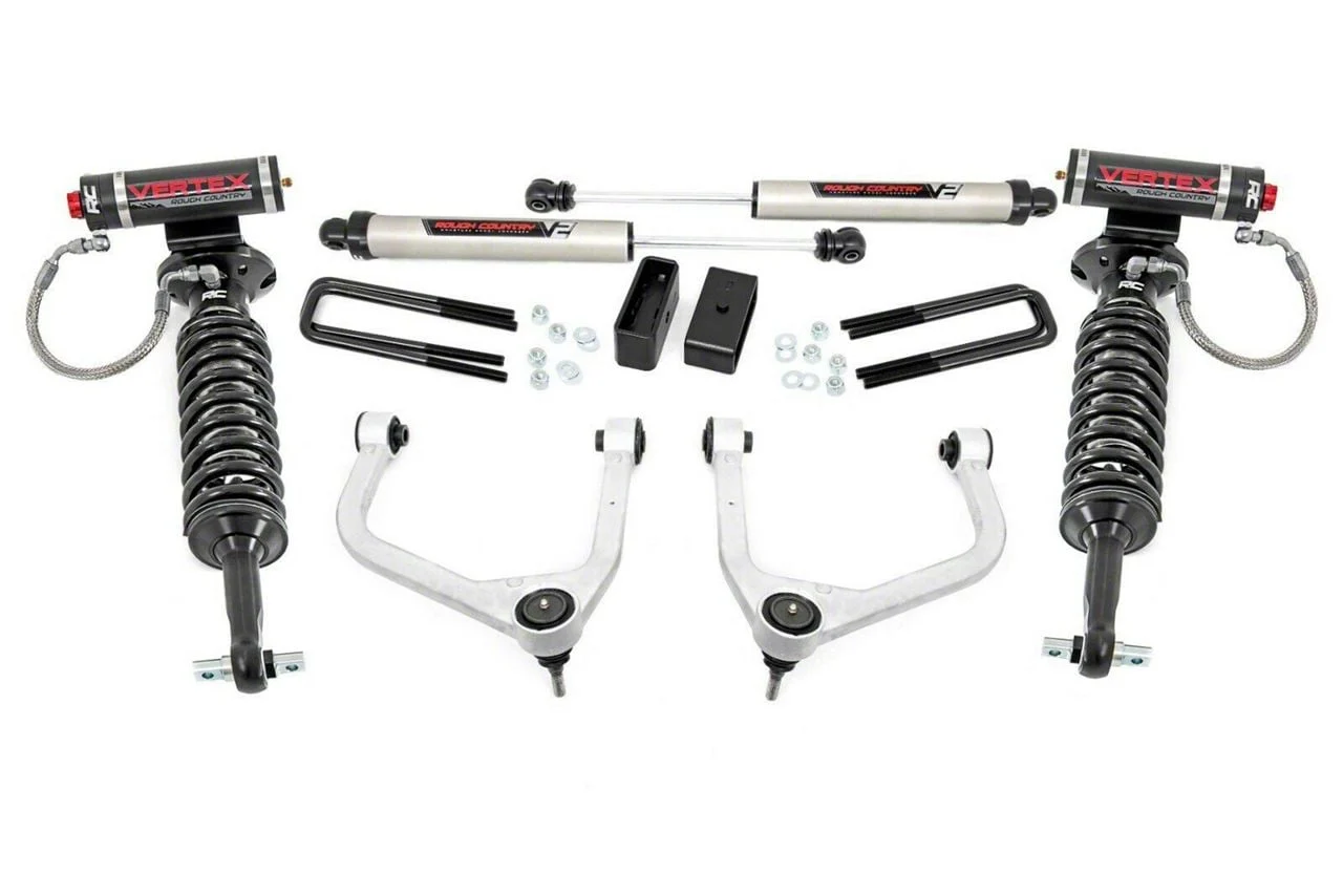 Rough Country Offroad 3.50-Inch Forged Upper Control Arm Suspension Lift Kit with Vertex Adjustable Coil-Overs and V2 Monotube Shocks (19-24 4.3L, 5.3L, 6.2L Silverado 1500 w/ Rear Multi-Leaf Pack Springs, Excluding Trail Boss & ZR2)Find parts that fit my