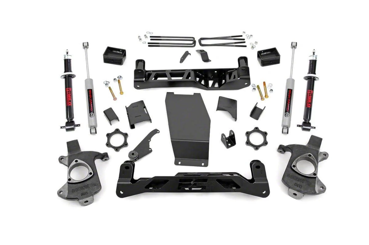 Rough Country Suspension 5-Inch Knuckle Suspension Lift Kit with Lifted Struts and Premium N3 Shocks (14-18 4WD Silverado 1500 w/ Stock Cast Steel Control Arms)