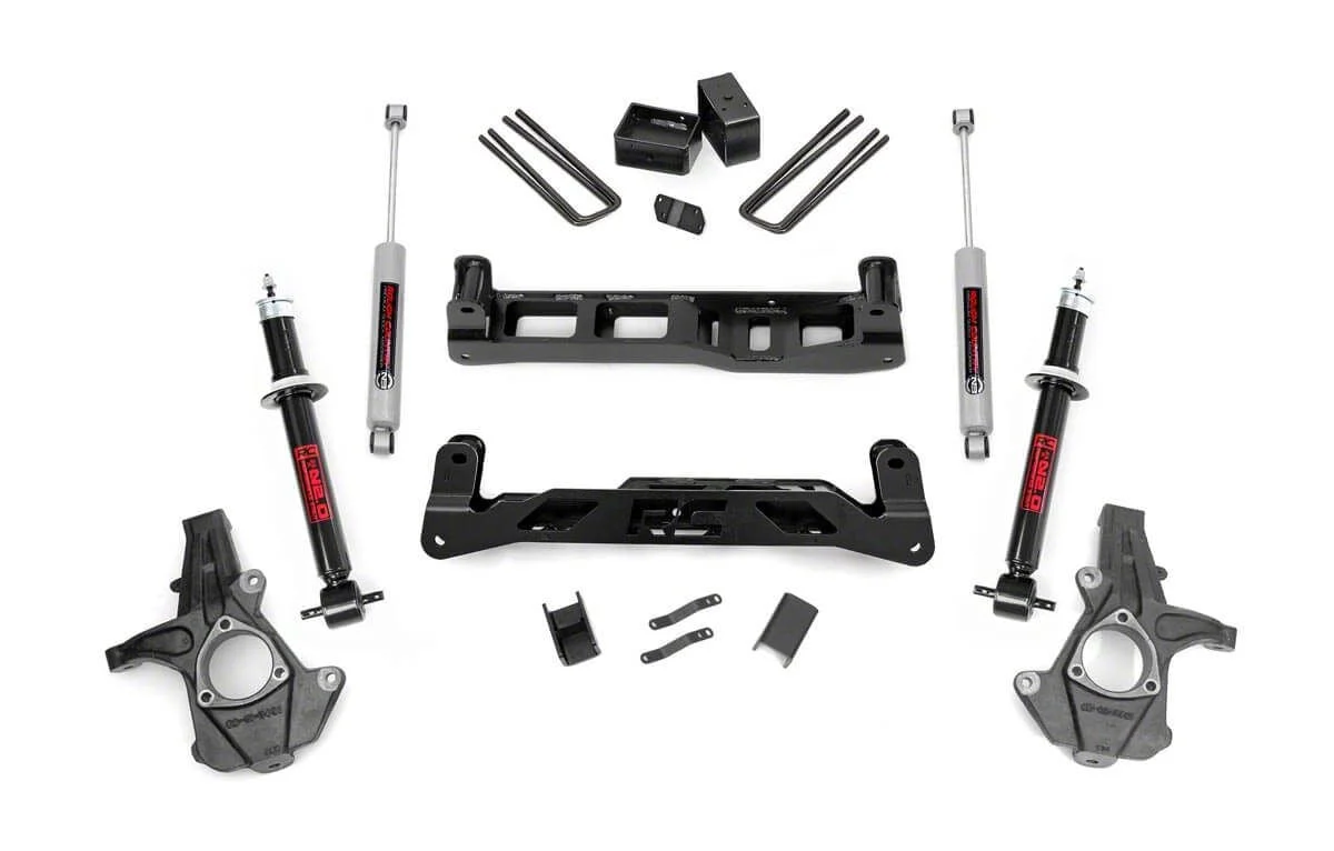 Rough Country Suspension 5-Inch Knuckle Suspension Lift Kit with Lifted Struts and Premium N3 Shocks (14-18 2WD Silverado 1500 w/ Stock Cast Steel Control Arms)