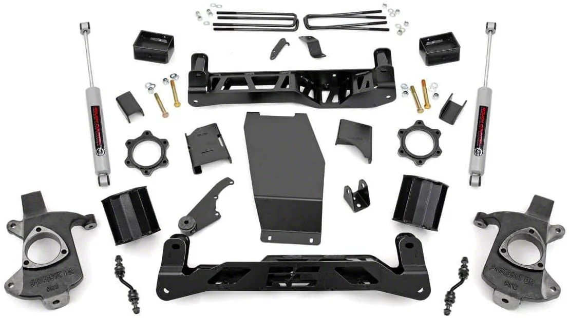 Rough Country Suspension 5-Inch Knuckle Suspension Lift Kit with Premium N3 Shocks (14-18 4WD Silverado 1500 w/ Stock Cast Alumium or Stamped Steel Control Arms)