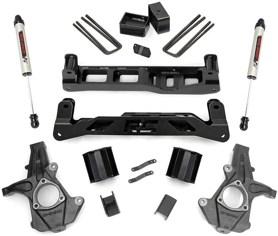 Rough Country Suspension 5-Inch Knuckle Suspension Lift Kit with V2 Monotube Shocks (14-18 2WD Silverado 1500 w/ Stock Cast Alumium or Stamped Steel Control Arms)