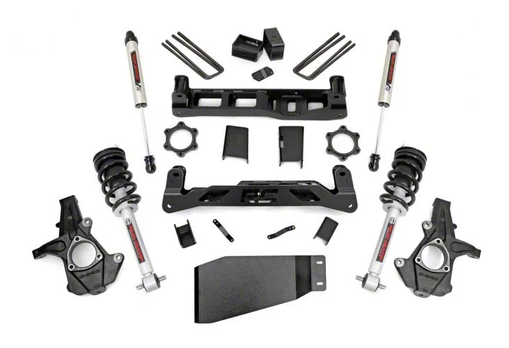 Rough Country 5-Inch Suspension Lift Kit with Lifted Struts and V2 Monotube Shocks (07-13 4WD Silverado 1500)