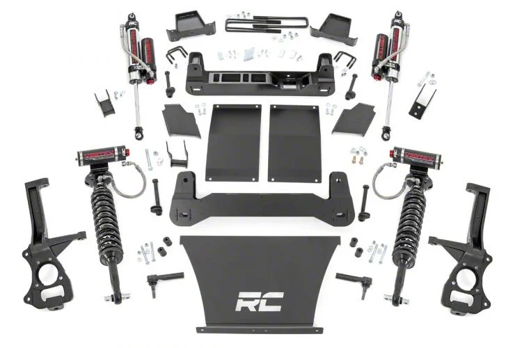 Rough Country Suspension 6-Inch Suspension Lift Kit with Vertex Adjustable Coil-Overs and Vertex Shocks (19-24 4.3L, 5.3L, 6.2L Silverado 1500 w/ Rear Multi-Leaf Pack Springs, Excluding Trail Boss & ZR2)