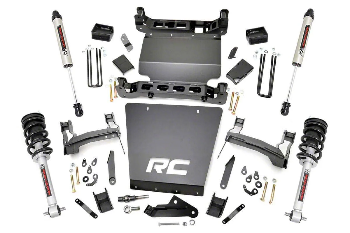 Rough Country 7-Inch Bracket Suspension Lift Kit with Lifted Struts and V2 Monotube Shocks (14-18 4WD Silverado 1500)