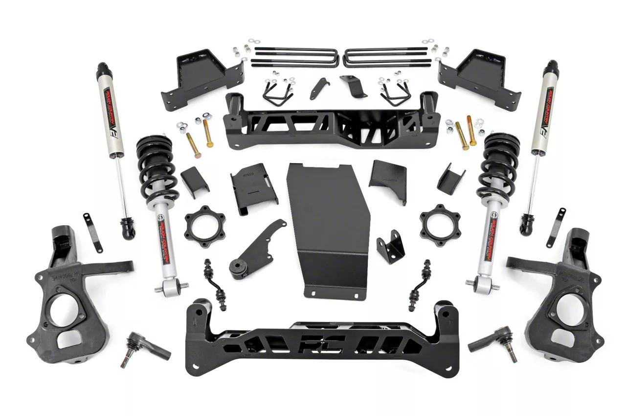Rough Country 7-Inch Knuckle Suspension Lift Kit with Lifted Struts and Premium N3 Shocks (14-18 4WD Silverado 1500)