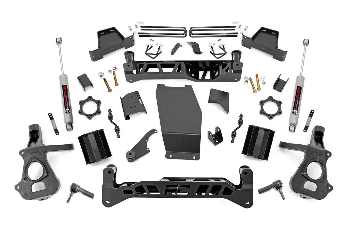 Rough Country 7-Inch Knuckle Suspension Lift Kit with Premium N3 Shocks (14-18 4WD Silverado 1500)