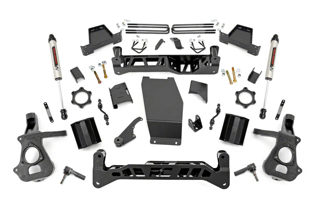 Rough Country 7-Inch Knuckle Suspension Lift Kit with V2 Monotube Shocks (14-18 4WD Silverado 1500)