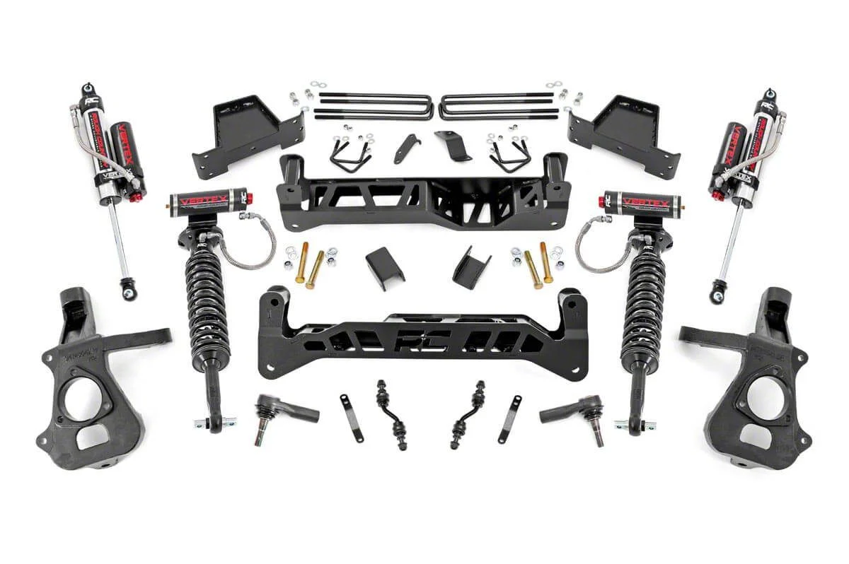 Rough Country Suspension 7-Inch Suspension Lift Kit with Vertex Adjustable Coil-Overs and Vertex Reservoir Shocks (14-18 2WD Silverado 1500 w/ Stock Cast Steel Control Arms)